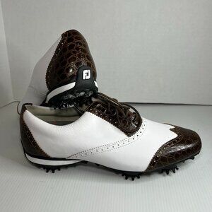 FootJoy LoPro Collection Brown White WingTip 97182 Golf Shoes Soft Spikes Sz 8.5